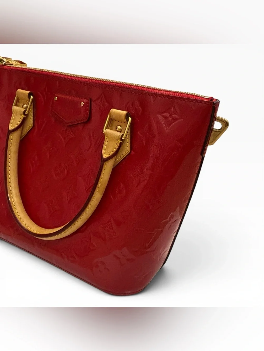 Louis Vuitton Montebello MM Red Monogram Vernis Patent Leather Satchel Bag
